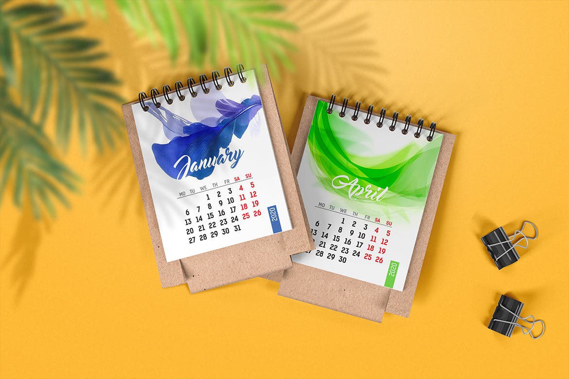 迷你桌面日历设计图样机蚂蚁素材精选 Mini Desk Calendar Mockup插图(3)