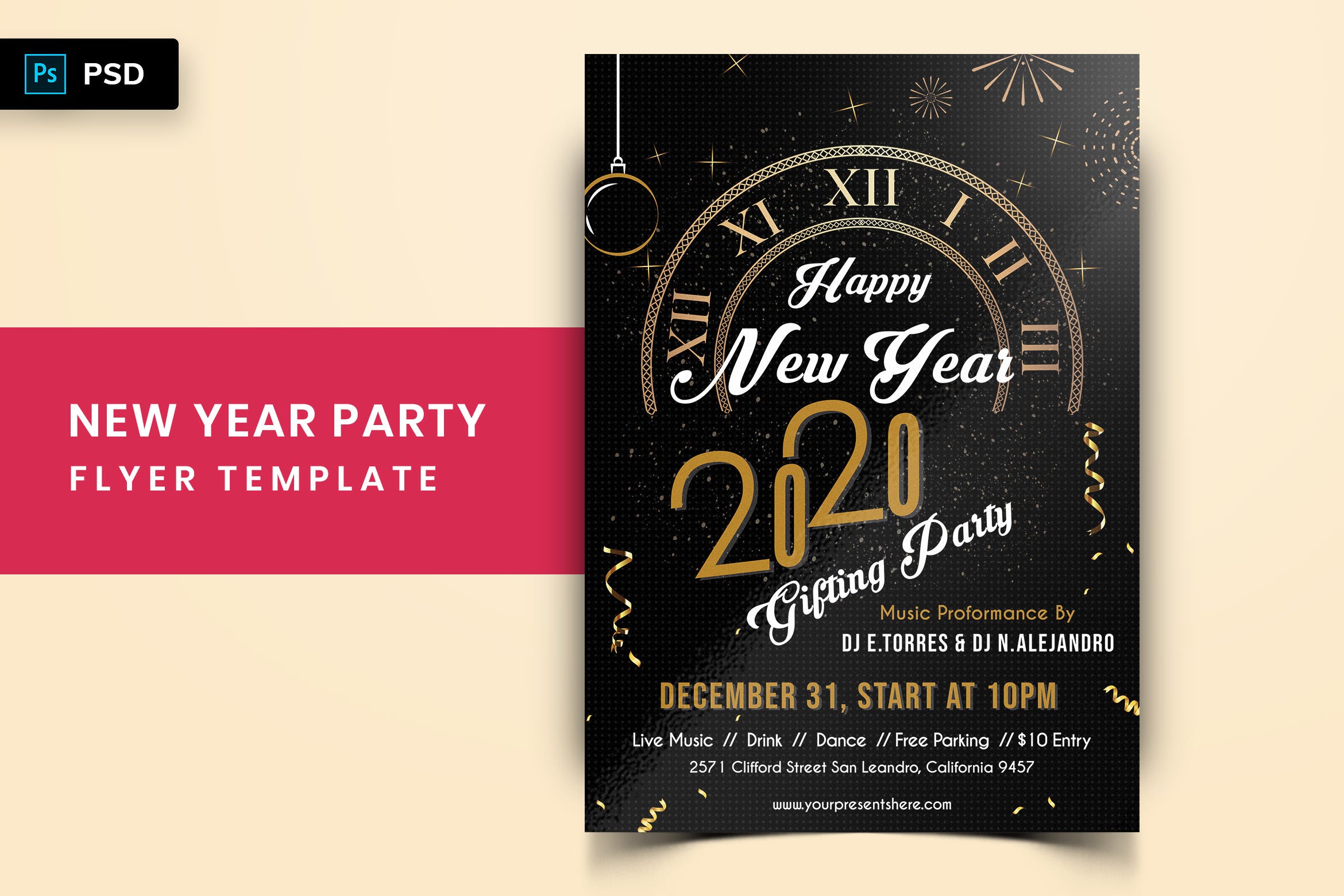 2020年新年倒计时主题活动海报传单第一素材精选PSD模板 New Year Party Flyer-03插图