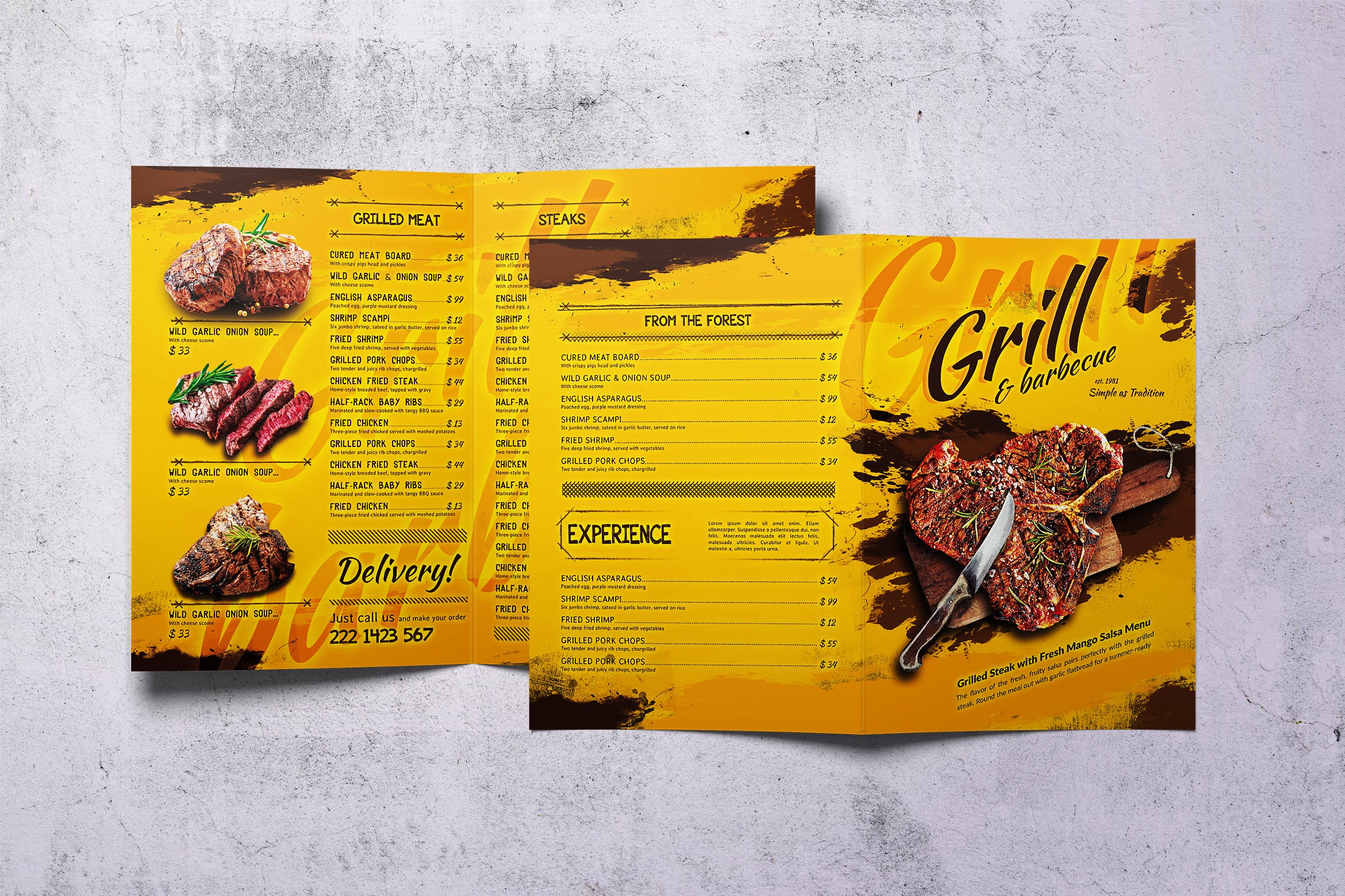 A4&美国信纸规格BBQ烧烤蚂蚁素材精选菜单模板 Barbecue Bifold A4 & US Letter Food Menu插图
