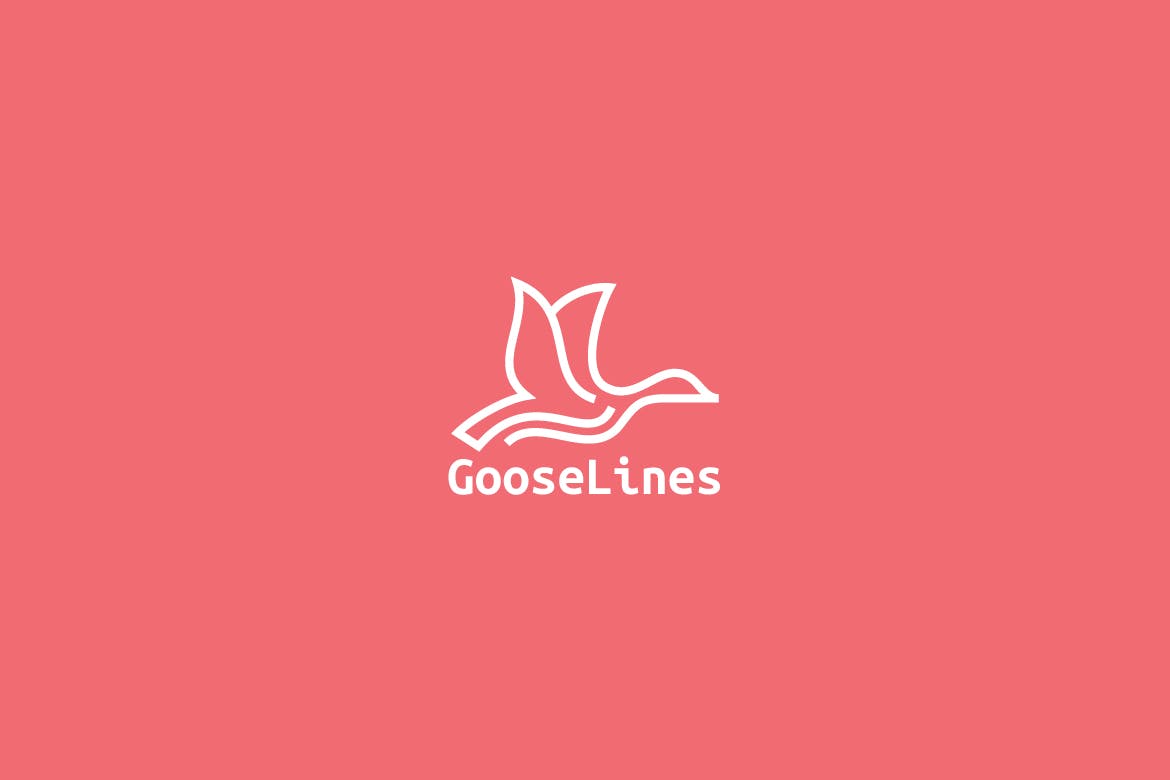 天鹅简笔画线条图形Logo设计第一素材精选模板 Goose Lines Logo插图(1)