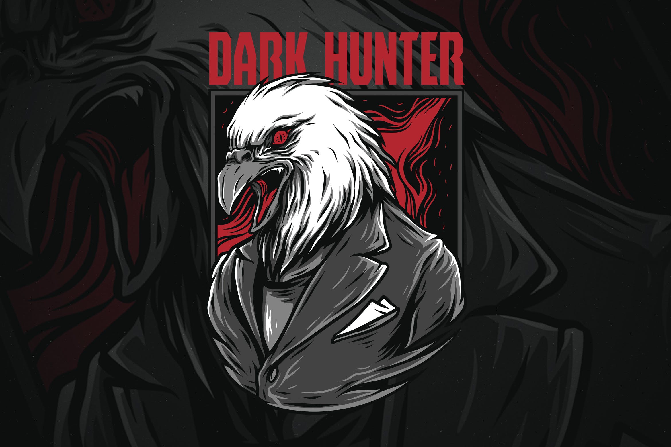 黑暗猎鹰潮牌T恤印花图案第一素材精选设计素材 Dark Hunter插图