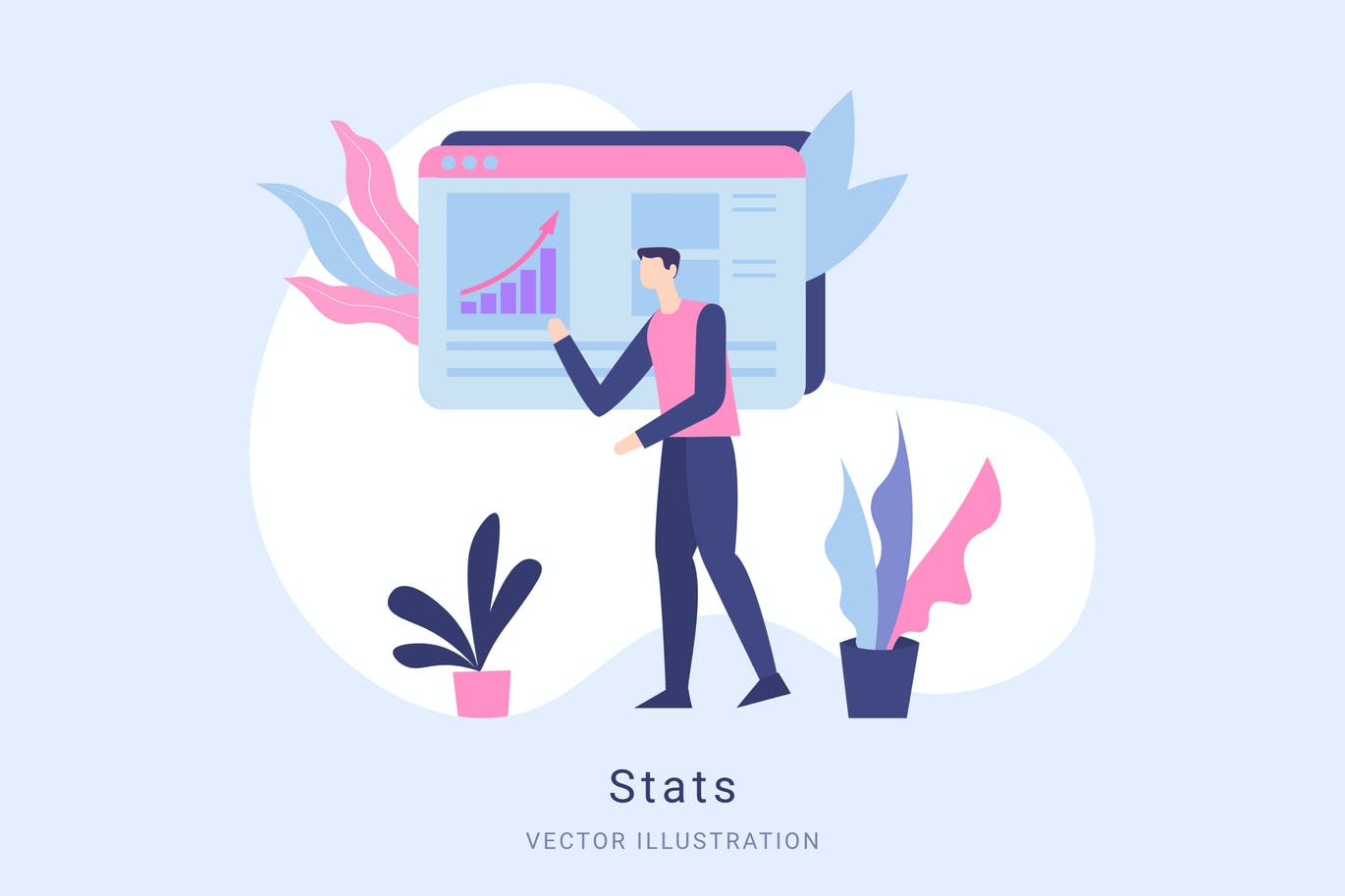 数据统计矢量大洋岛精选概念插画设计素材 Stats Vector Illustration Scene插图