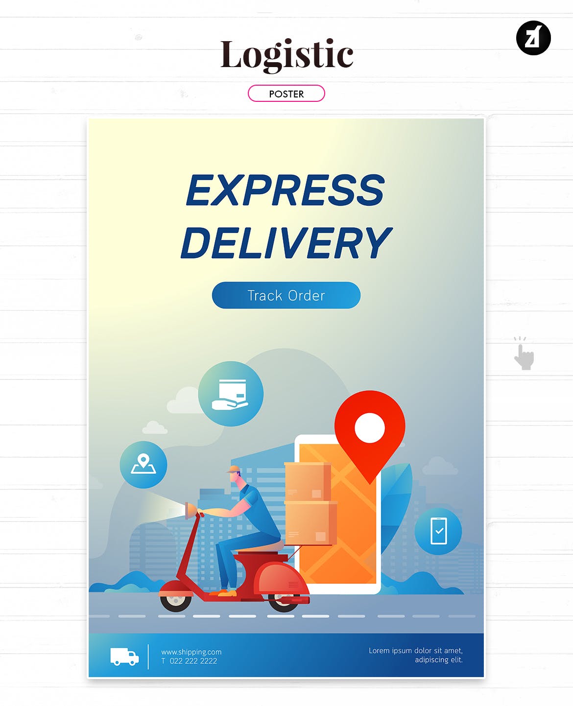 物流配送主题矢量插画设计素材 Logistic and delivery illustration with layout插图2