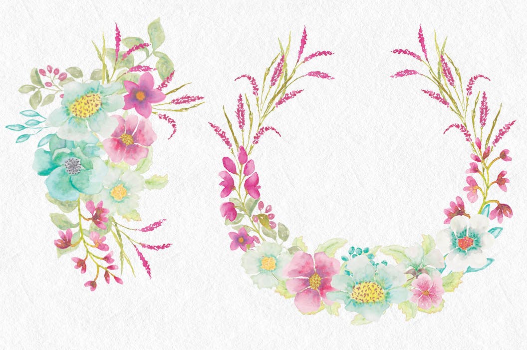 粉红维罗妮卡水彩花卉剪贴画套装 Pink Veronica Watercolor Clip Art Bundle插图(3)