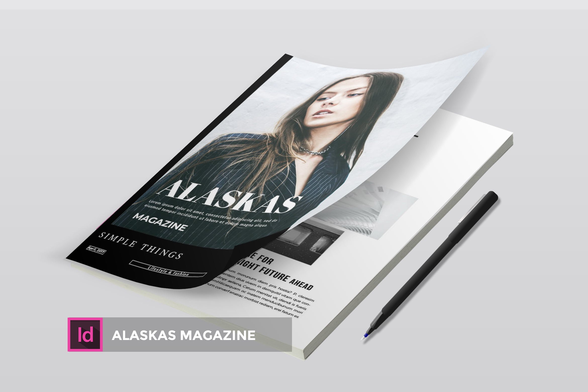 高端人物/服装/访谈主题大洋岛精选杂志版式排版设计INDD模板 Alaskas | Magazine Template插图