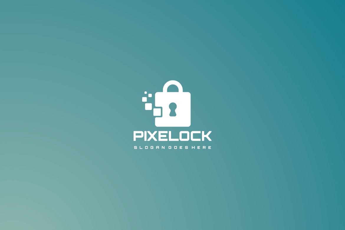 数码智能锁图形安全行业Logo设计蚂蚁素材精选模板 Digital Lock Logo插图(2)