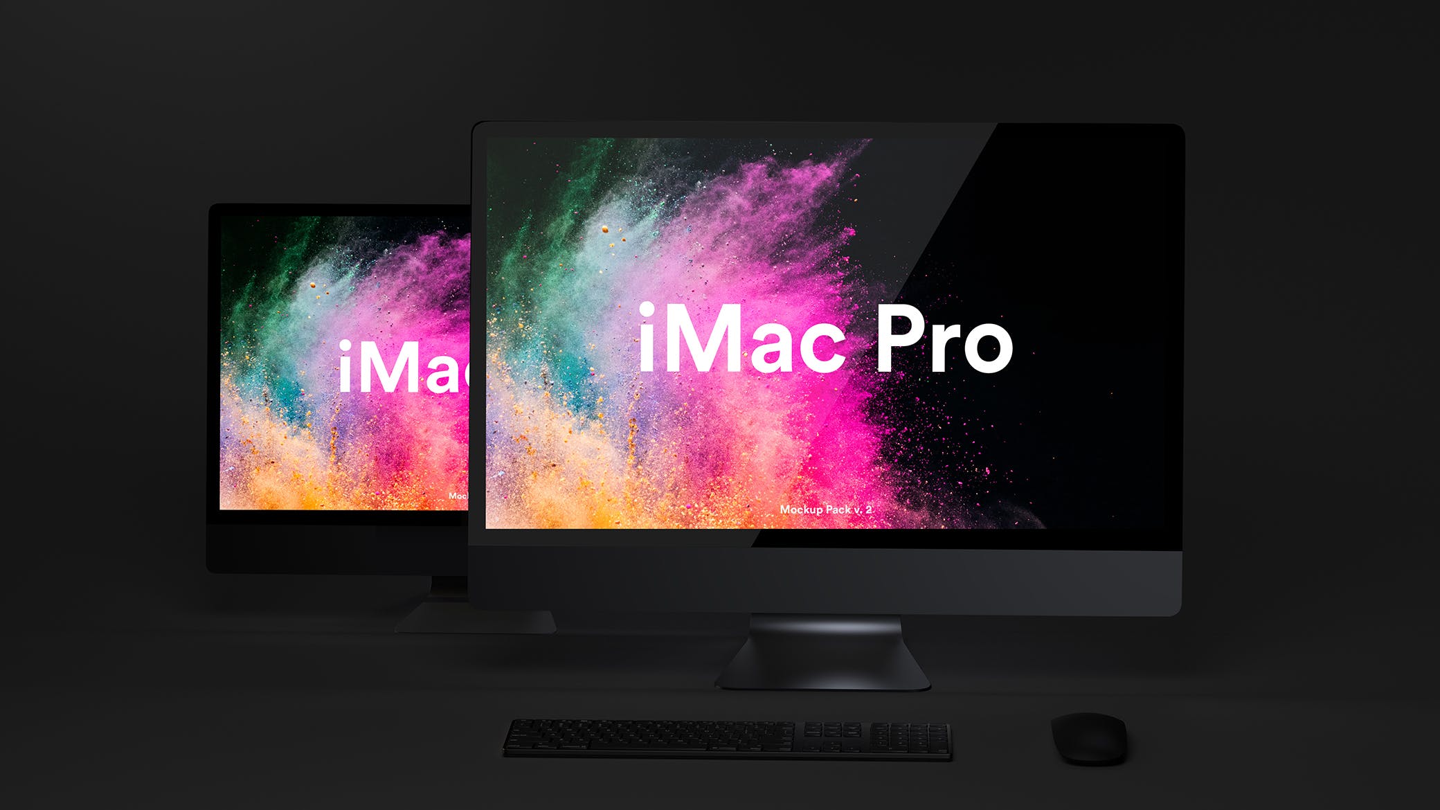 iMac Pro高端一体机电脑屏幕演示蚂蚁素材精选样机 Dark iMac Pro Mockup插图(6)