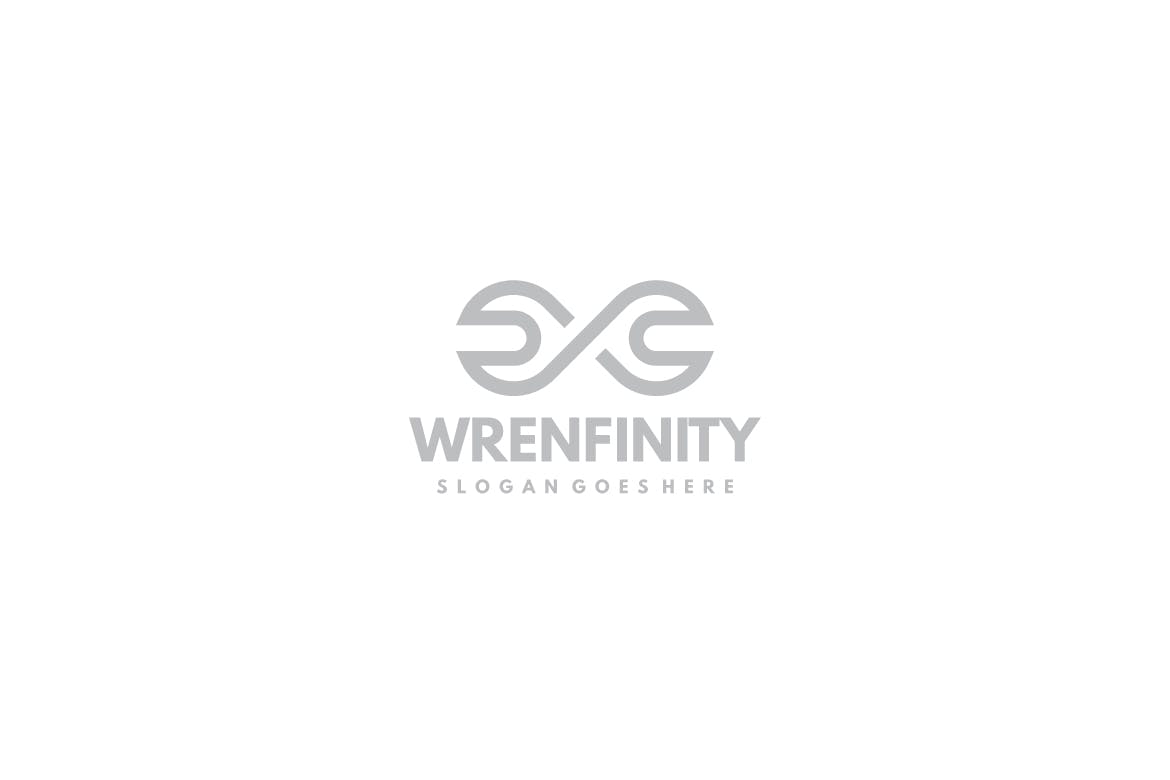 工具品牌汽修行业适用扳手无限图形标志Logo设计蚂蚁素材精选模板 Wrench Infinity Logo插图(2)