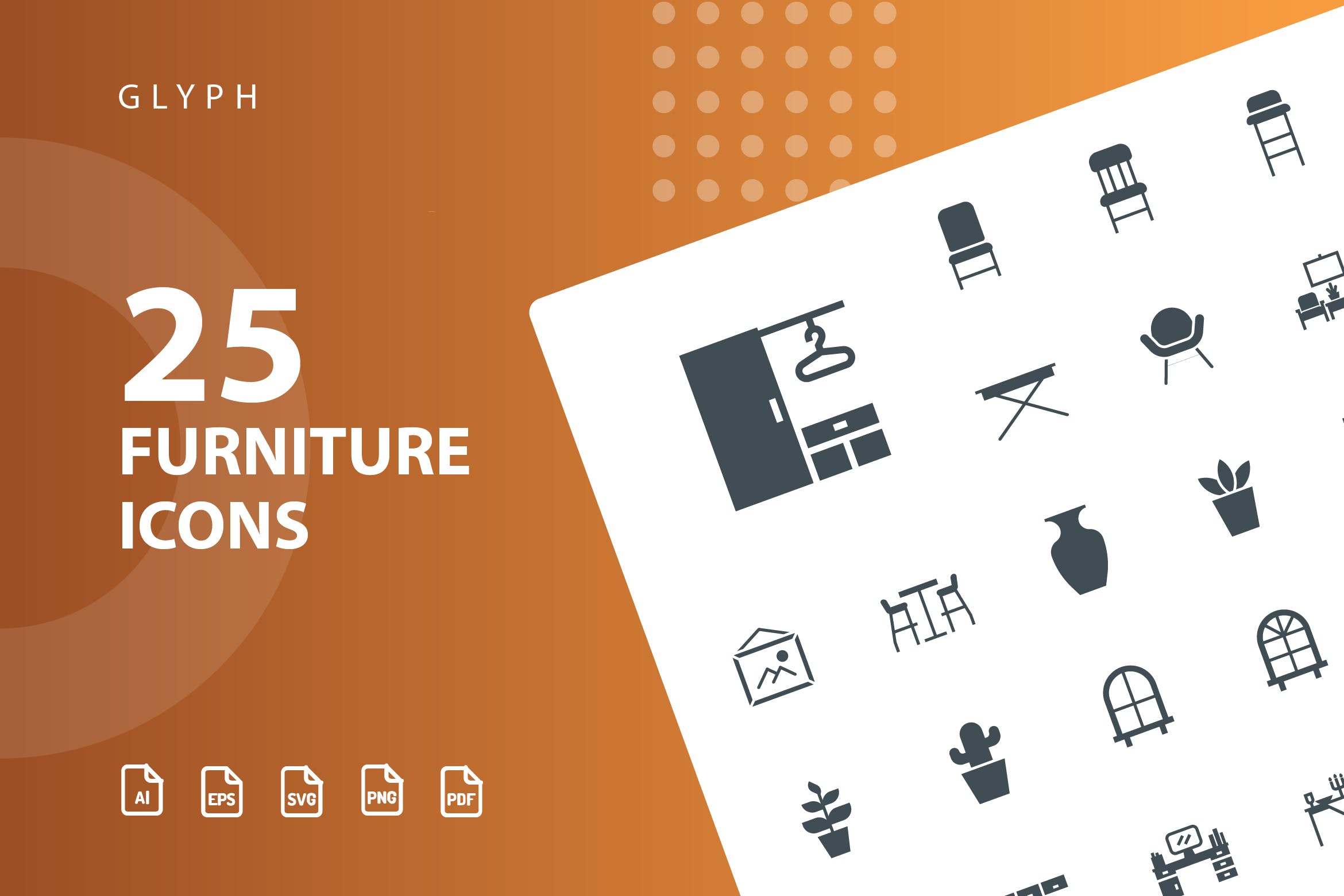 25枚家具主题矢量轮廓蚂蚁素材精选图标v3 Furniture Glyph Part 3插图
