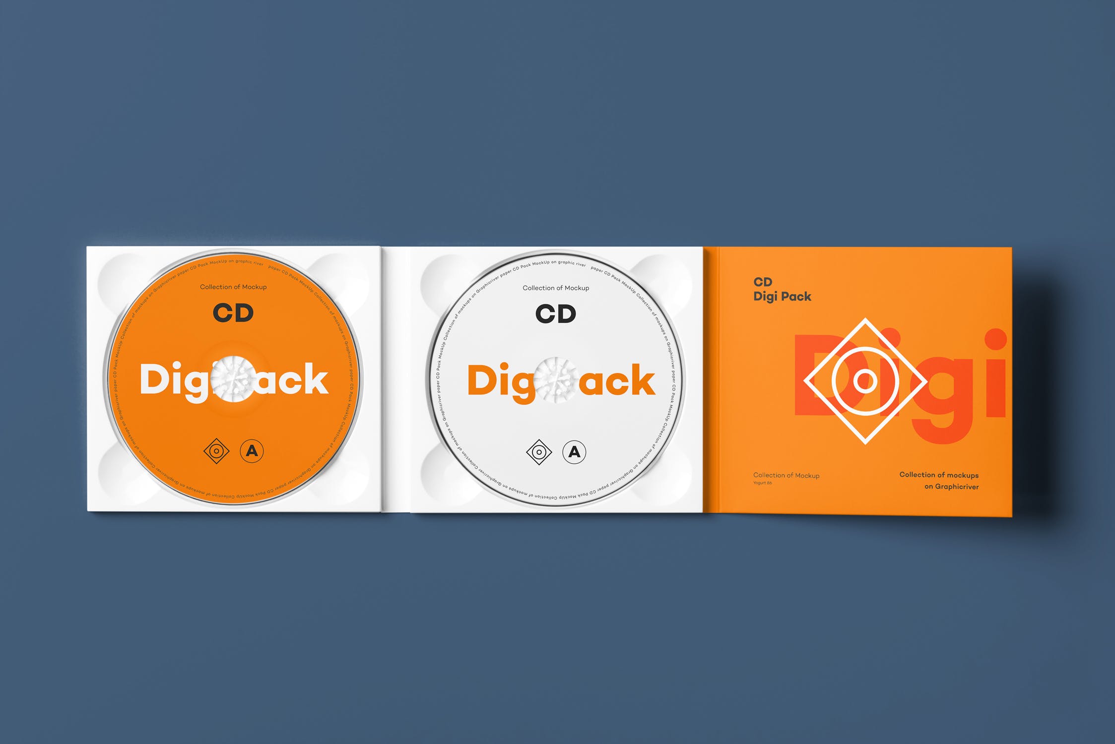 CD光碟封面&包装盒设计图蚂蚁素材精选模板v8 CD Digi Pack Mock-up 8插图(7)
