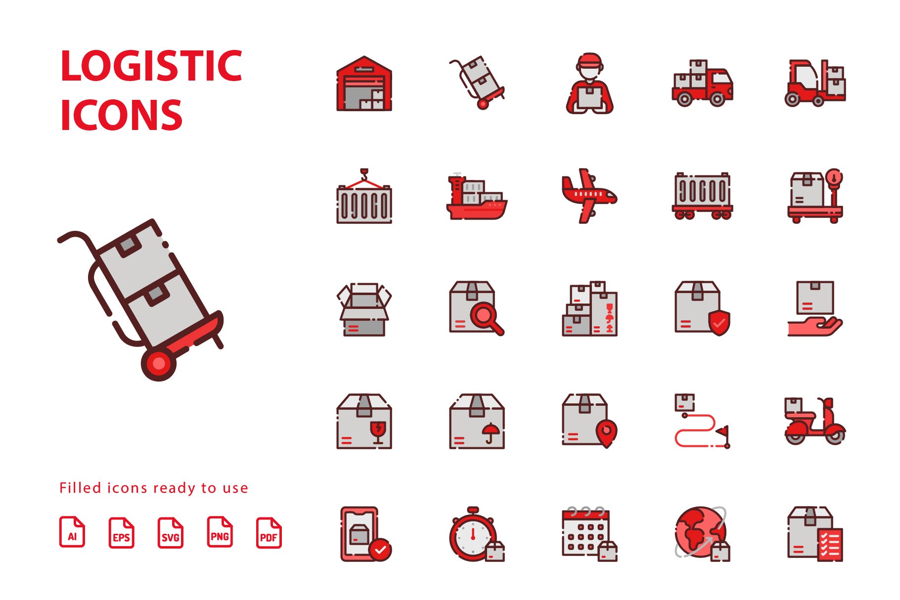 30枚物流运输填充第一素材精选图标素材 Logistic Filled插图(1)