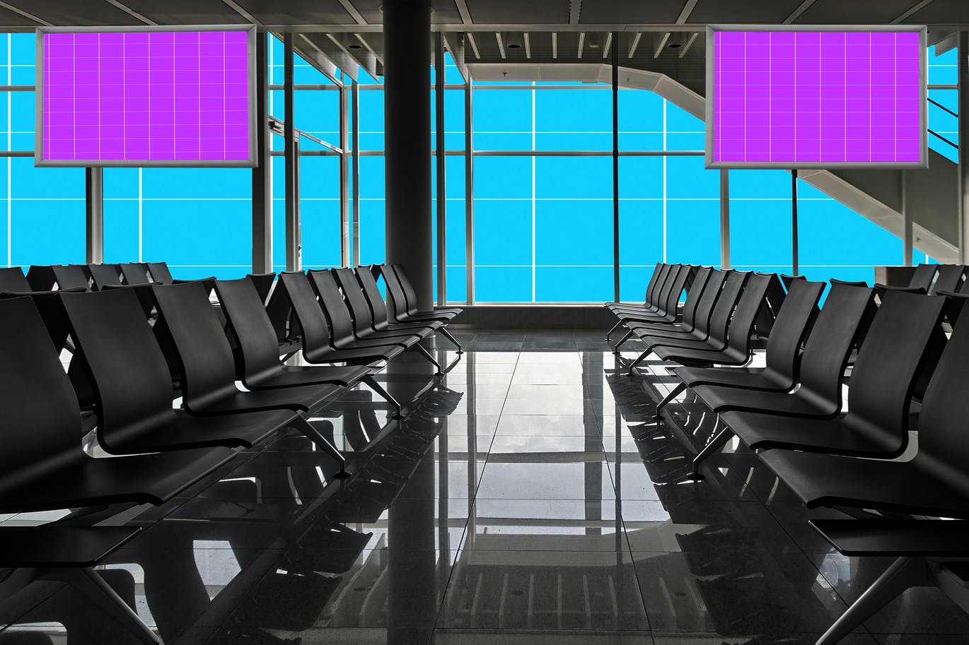 机场航站楼电视屏幕广告设计效果图样机第一素材精选v01 Airport_Terminal-01插图