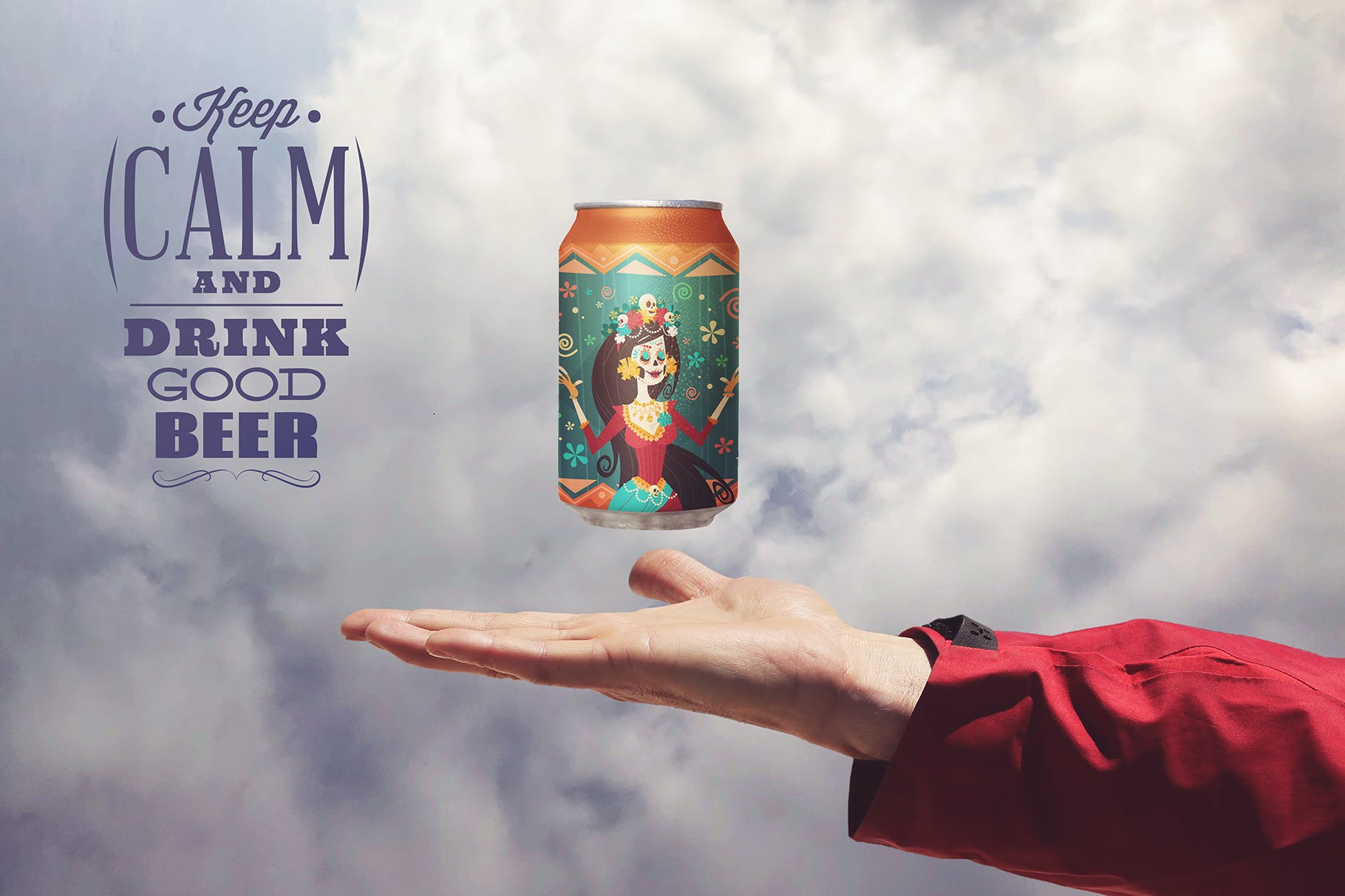 易拉罐装啤酒瓶碳酸饮料瓶外观设计第一素材精选 Heavenly Beer Can Mockup插图(2)