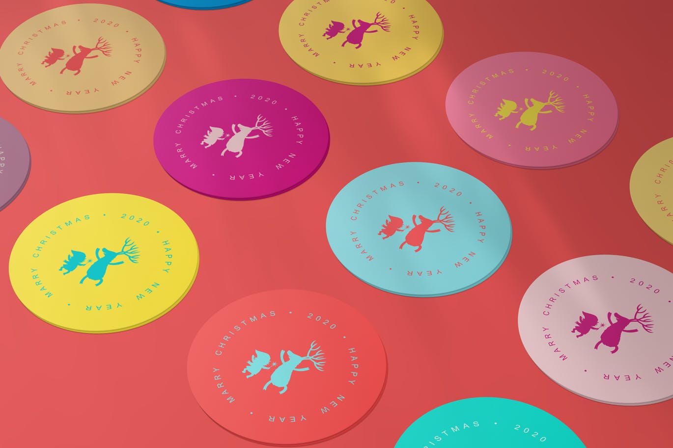 圆形卡片/贴纸设计效果图样机蚂蚁素材精选v1 Round Cards / Stickers Mock-Ups Vol.1插图
