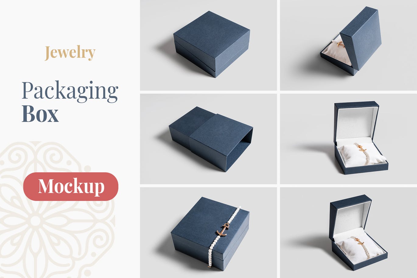 珠宝包装盒设计图第一素材精选模板 Jewelry Packaging Box Mockups插图(1)