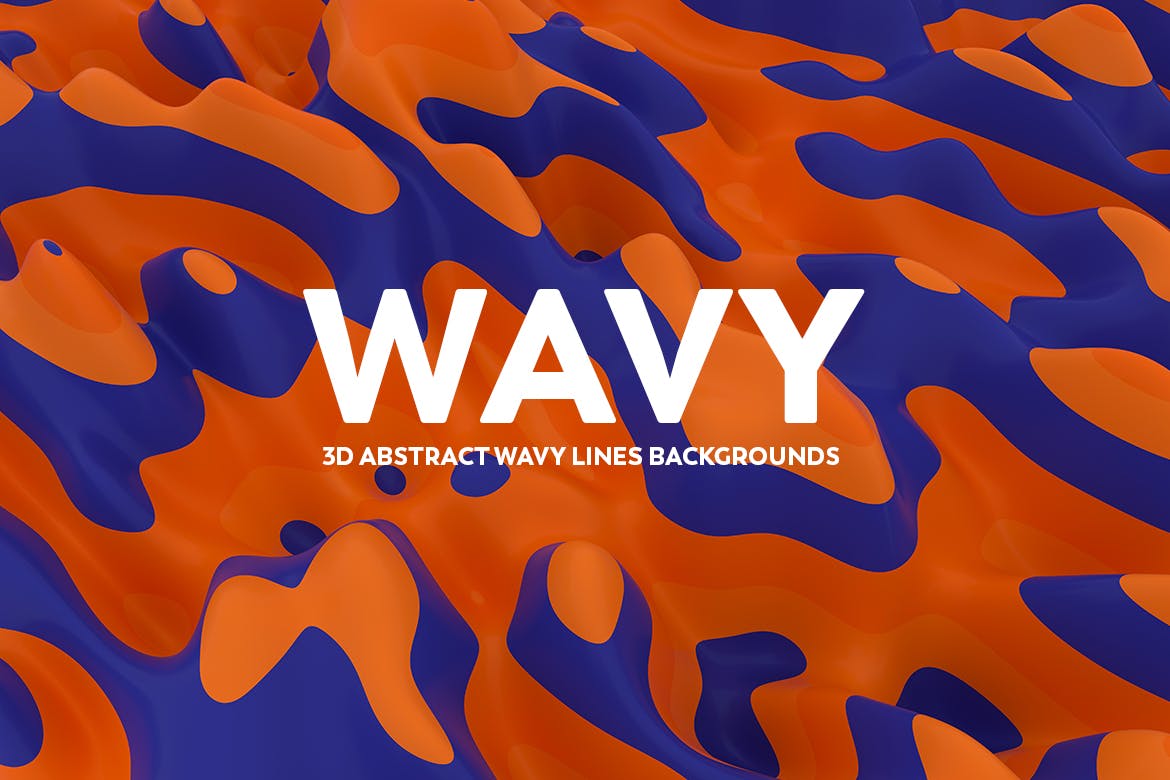 3D抽象波纹线条高清背景图素材 3D Abstract Wavy Lines Backgrounds插图
