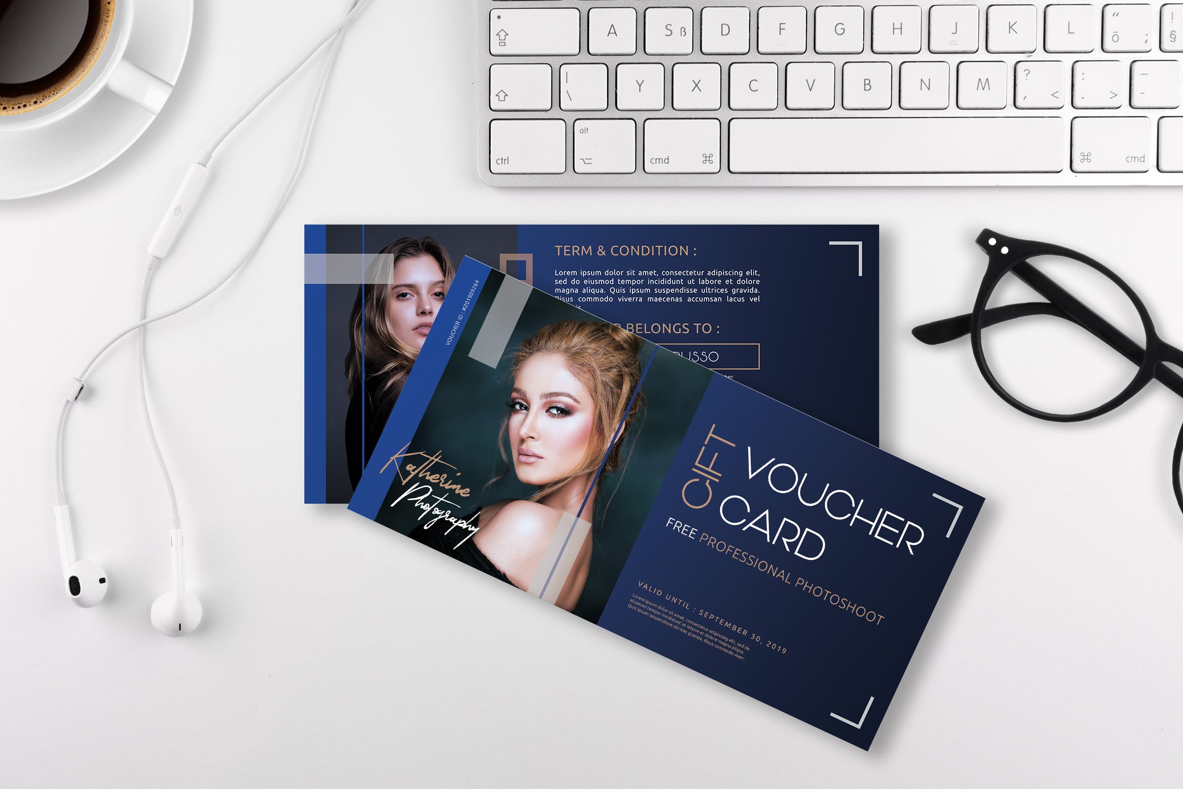 影楼婚纱摄影高端礼券卡设计模板 Angle – Photography Gift Voucher Card RY插图