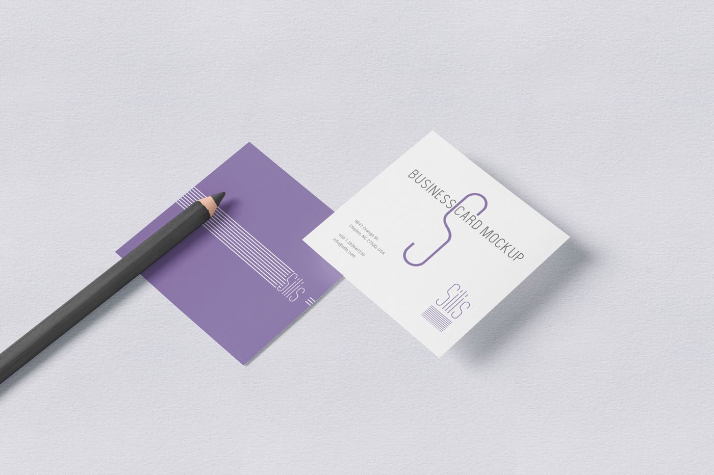 方形名片叠放阴影效果样机蚂蚁素材精选模板 Square Shaped Business Card Mockups插图(1)