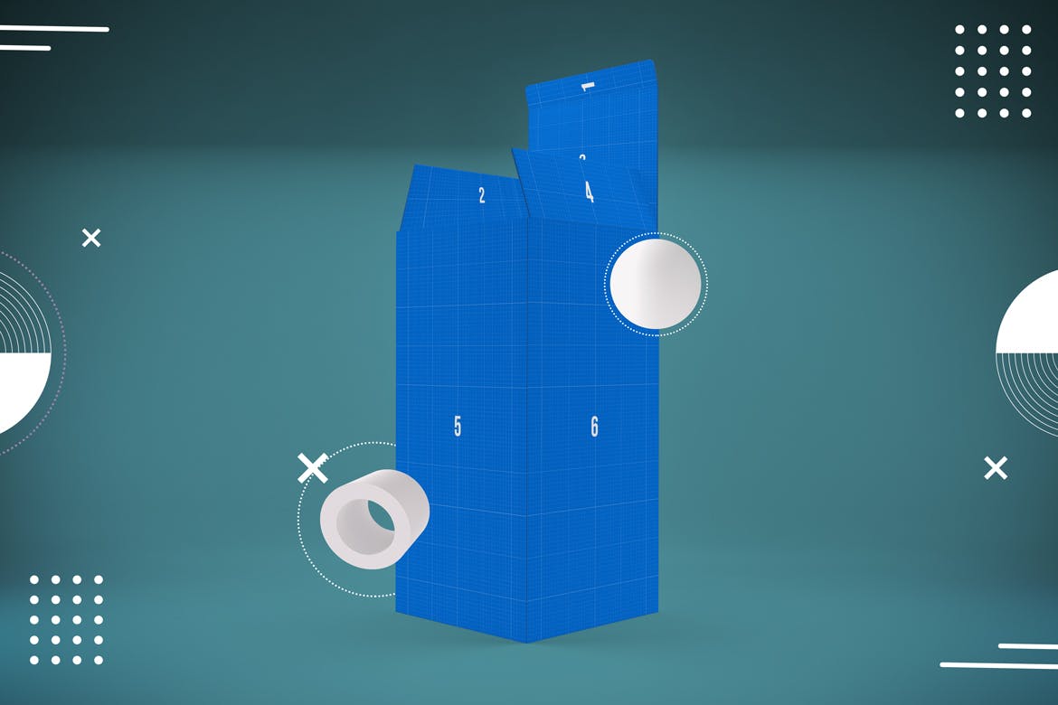 产品包装盒外观设计多角度演示第一素材精选模板 Abstract Rectangle Box Mockup插图(8)