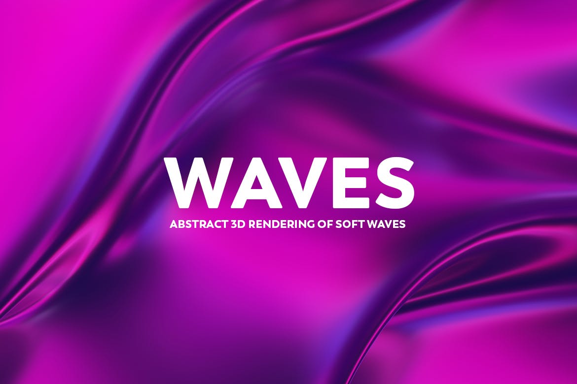 3D绘制粉紫色抽象波纹背景图素材 Abstract 3D Rendering of Waves –  Pink And Purple插图