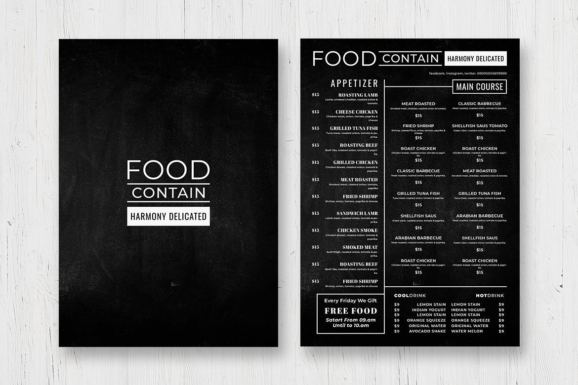 黑板画风格西餐厅第一素材精选菜单模板v42 Blackboard Food Menu. 42插图(2)