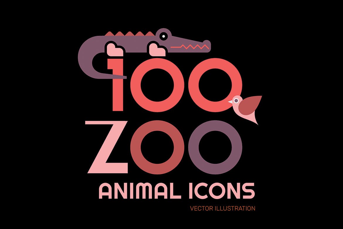 100+动物园动物矢量蚂蚁素材精选图标素材包 100+ Zoo Animal Icons插图