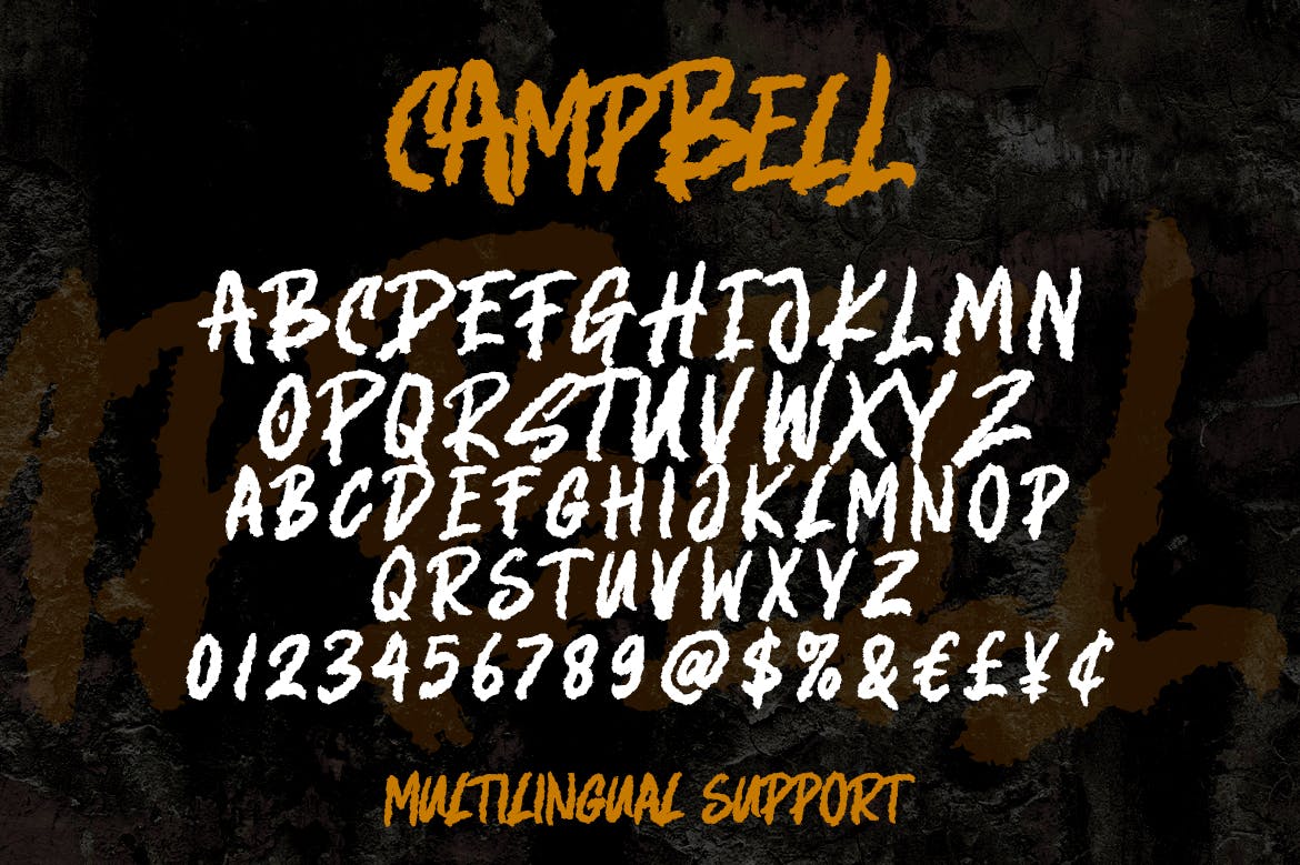 撕纸风格干笔刷英文艺术字体第一素材精选 Campbell – Rough Brush Font插图(7)