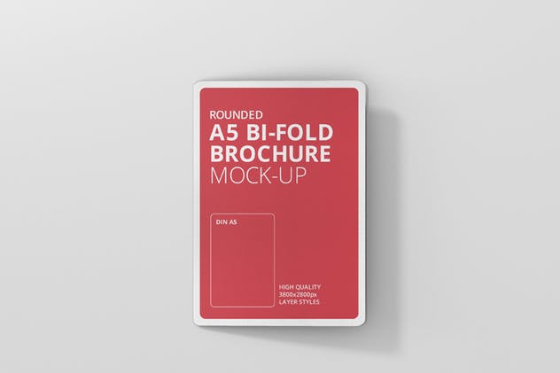 A5尺寸圆角双折页宣传册设计效果图样机蚂蚁素材精选 A5 Bi-Fold Brochure Mock-Up – Round Corner插图(11)