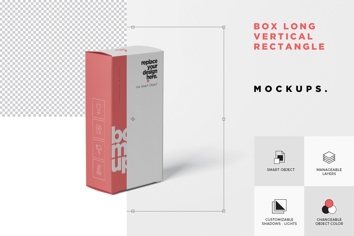 避孕套包装盒外观设计蚂蚁素材精选模板 Box Mockup  Long Vertical Rectangle插图(4)