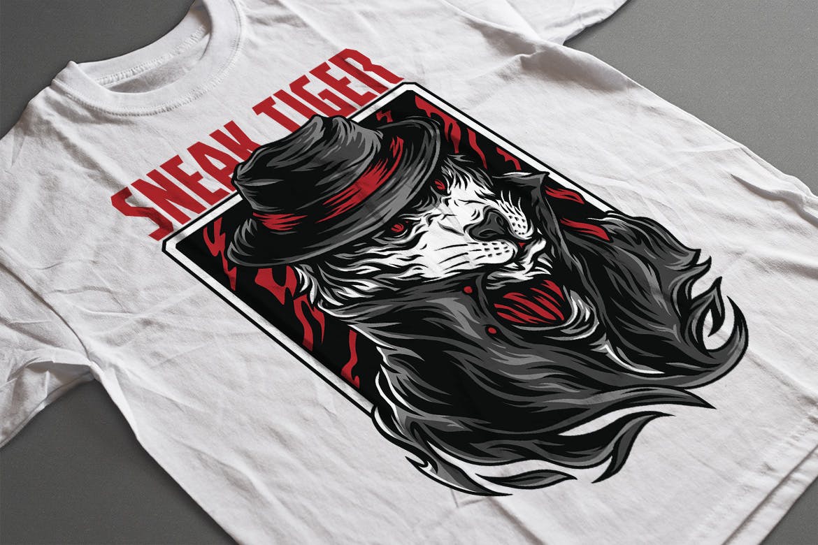 黑帮之虎潮牌T恤印花图案第一素材精选设计素材 Sneak Tiger插图(2)