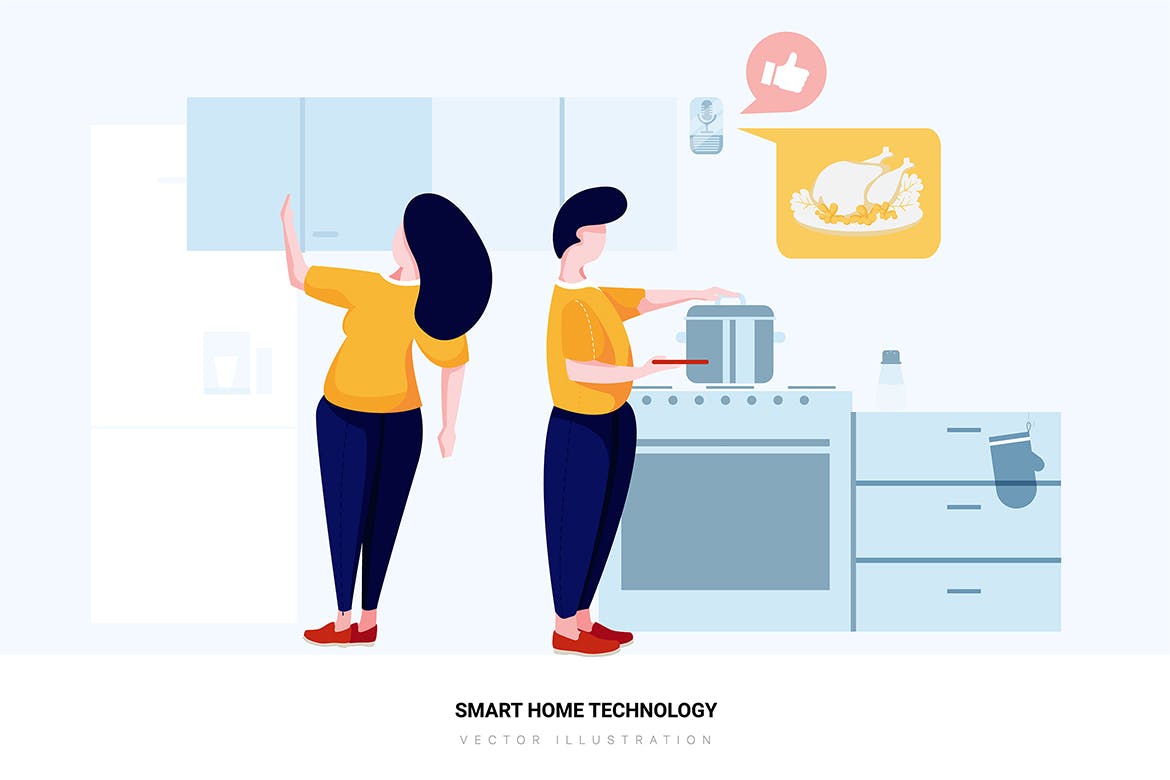 智能家居技术矢量场景插画素材 Smart Home Technology Vector Scenes插图(6)