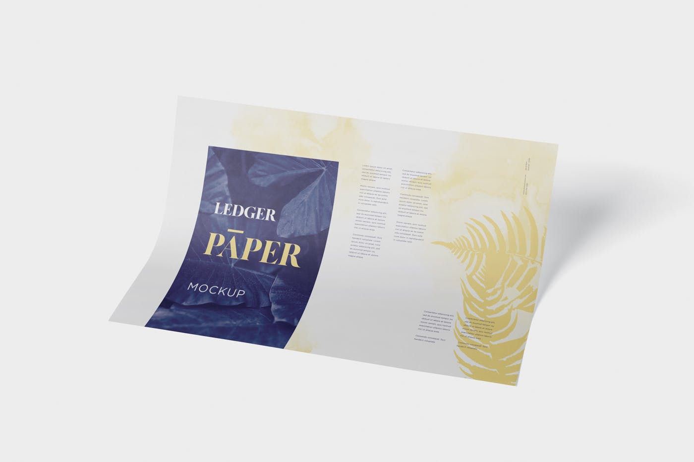 印刷品设计效果图样机第一素材精选模板 Ledger Paper Mockup – 17×11 Inch Size插图(4)