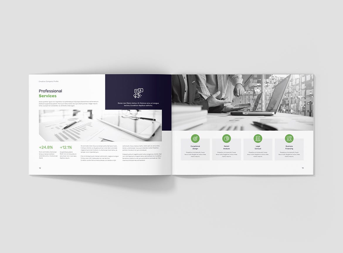 创意多用途横版设计风格企业公司画册排版设计模板 Creative Multipurpose Company Profile Landscape插图7