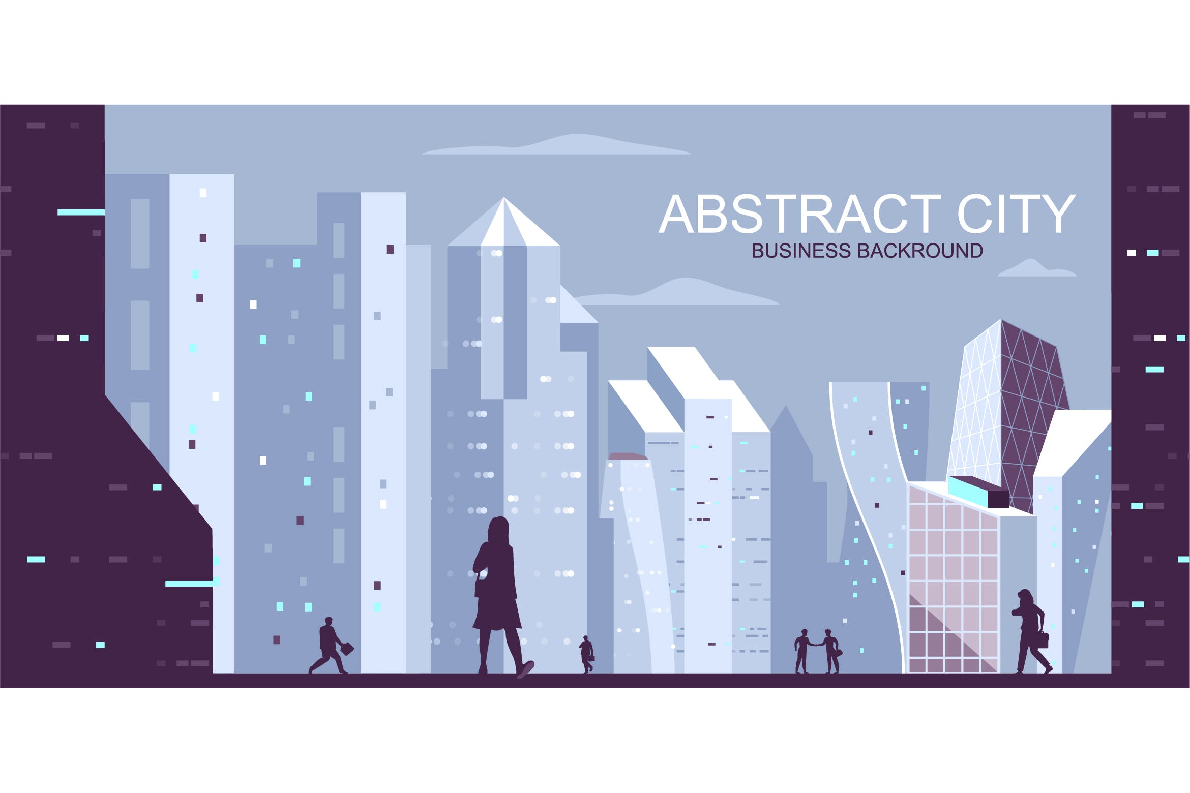 商业城市主题网站Header设计矢量插画第一素材精选 Business City Vector Illustration Header Website插图