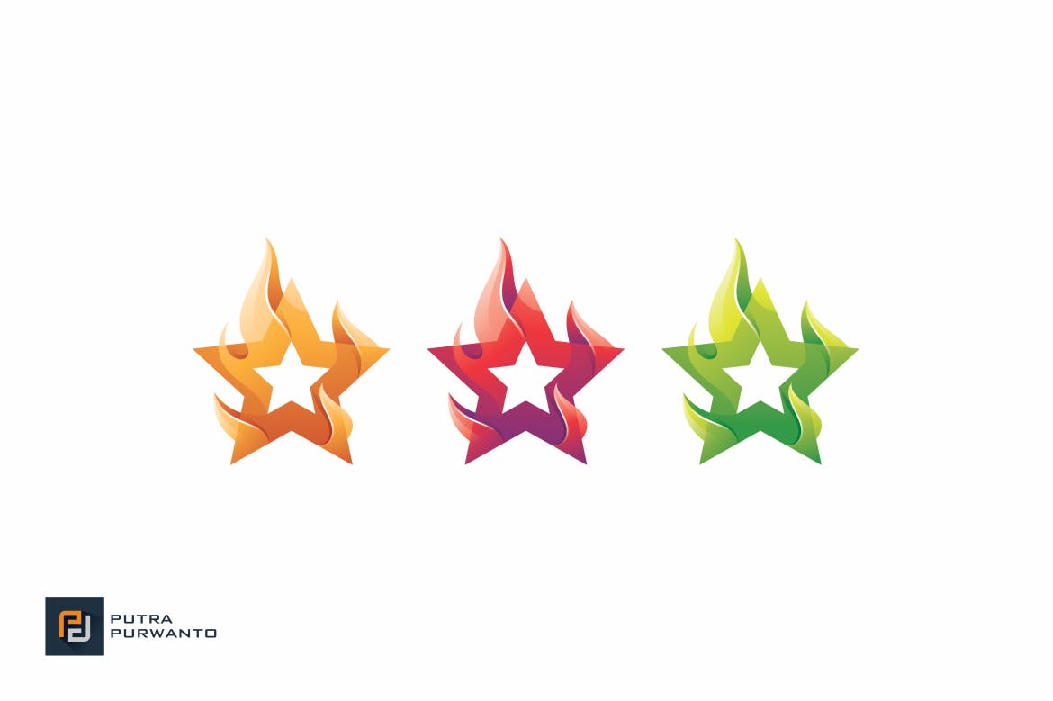 火焰五角星几何图形Logo设计蚂蚁素材精选模板 Fire Star – Logo Template插图(3)