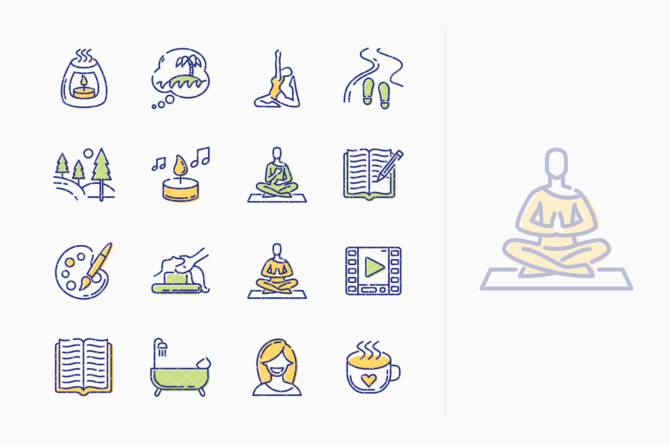 放松技巧主题Outline风格矢量第一素材精选图标素材 Relaxation Techniques Icons – Outline Series插图