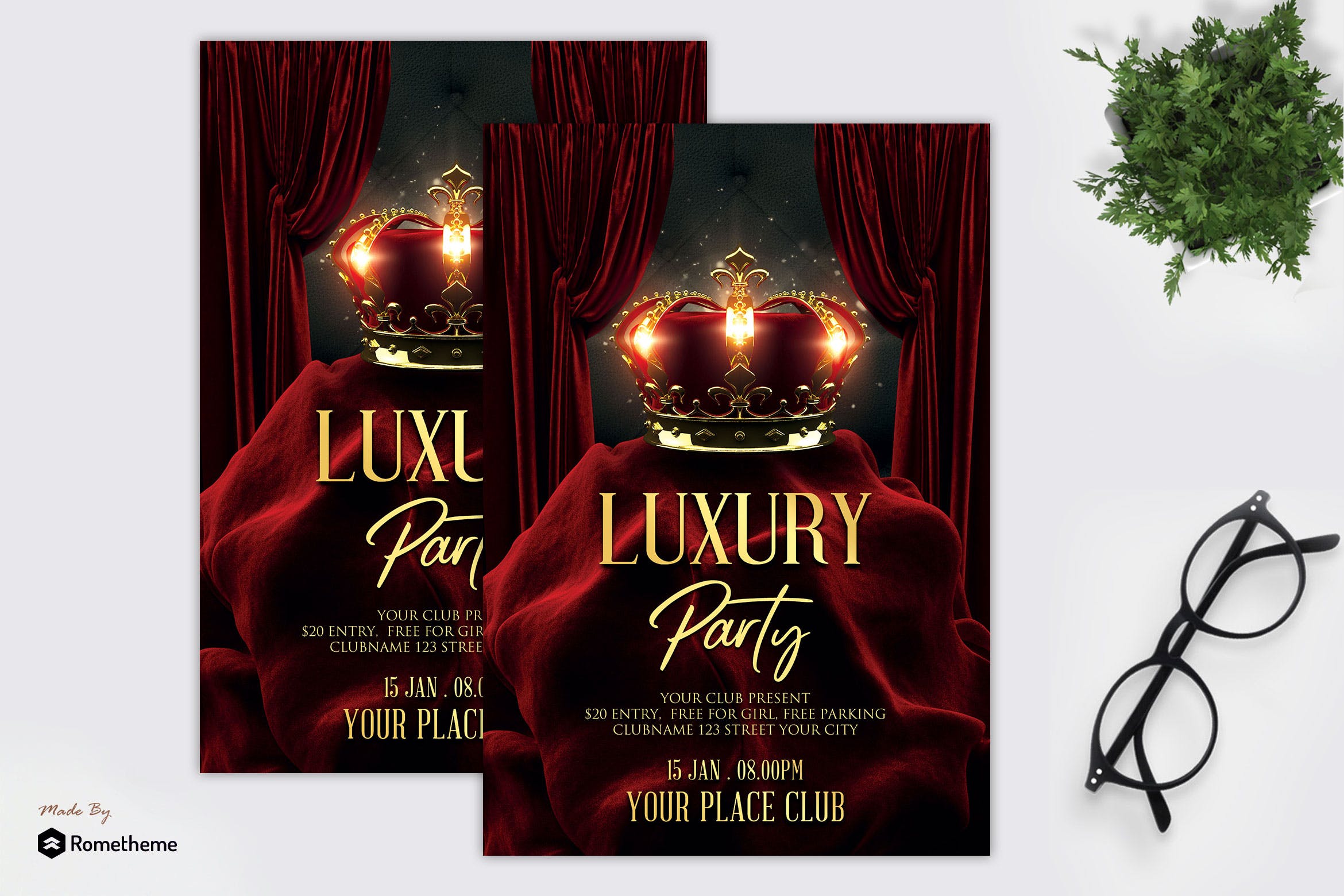 高端奢华俱乐部派对活动传单设计模板 Luxury Vip Party – Flyer MR插图