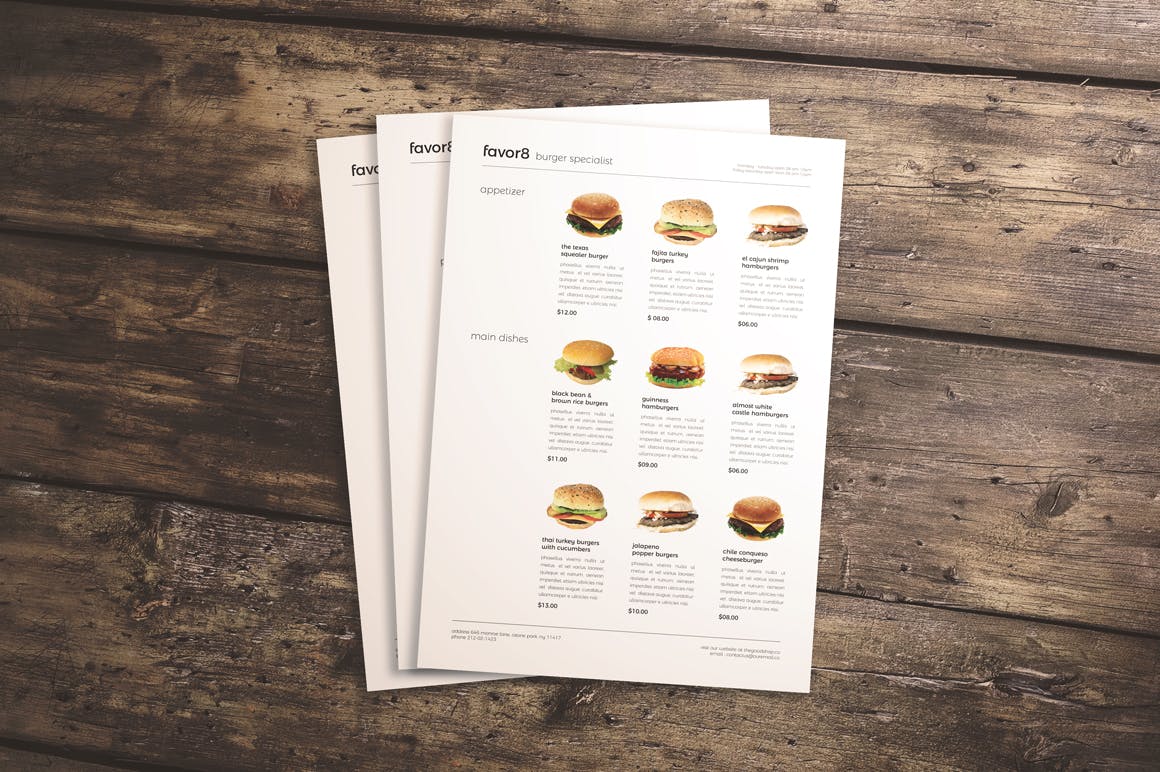三合一汉堡店点餐蚂蚁素材精选菜单模板 Burger Menu Set插图(1)