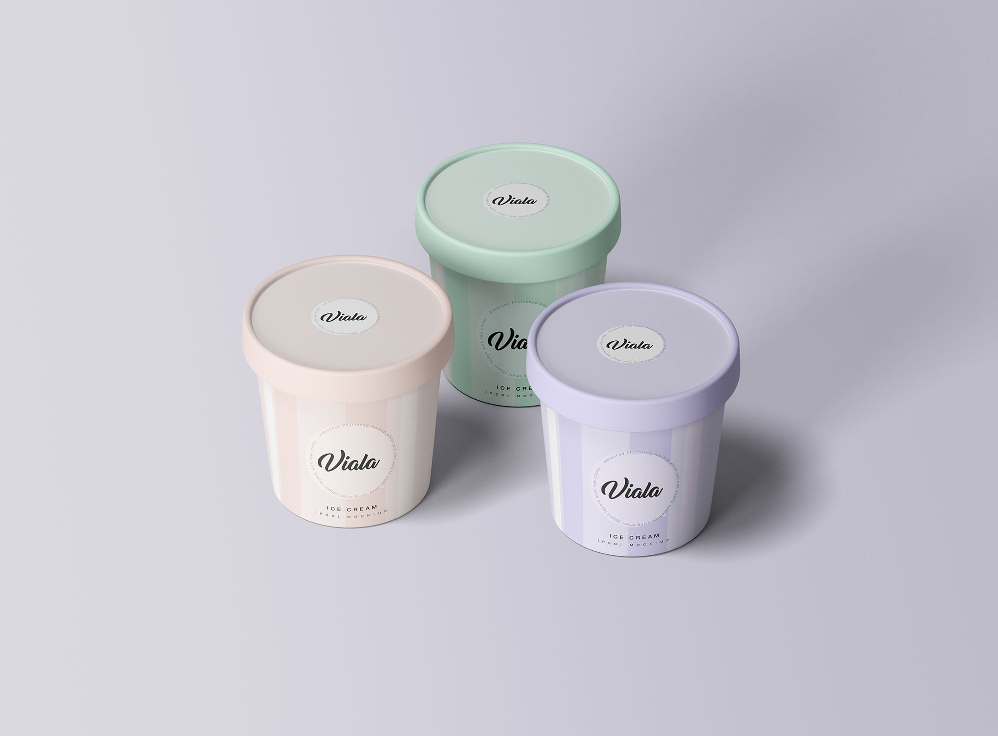 高档雪糕冰淇淋杯外观设计展示第一素材精选 3 Ice Cream Cups Mockup插图