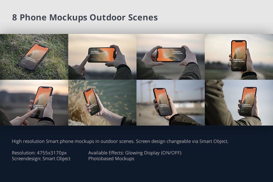 户外场景全面屏手机第一素材精选样机模板 Phone Mockup Outdoor Scenes插图(8)