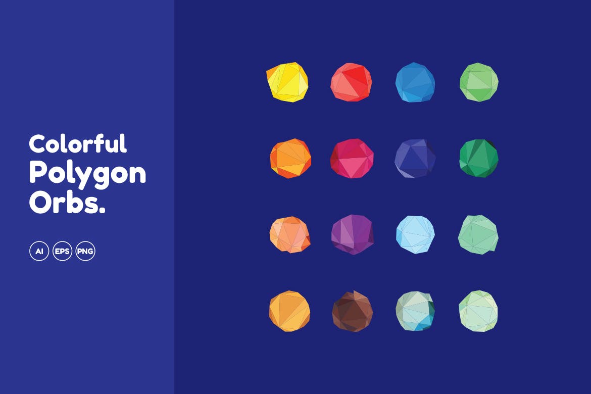 彩色多边形球体矢量图形素材 Colorful Polygon Orbs插图(1)
