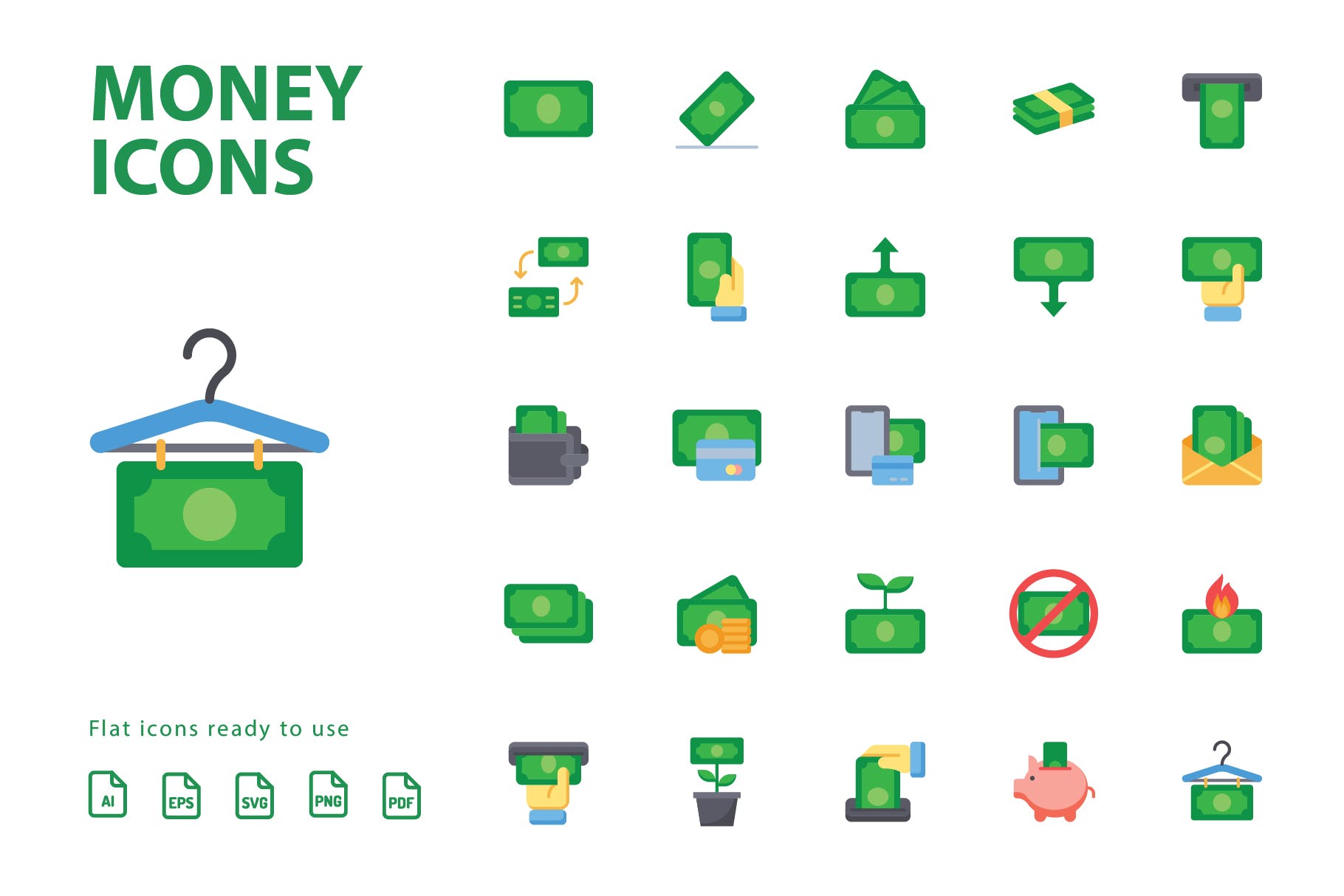 25枚金钱主题扁平设计风格矢量蚂蚁素材精选图标 Money Flat Icons插图(2)