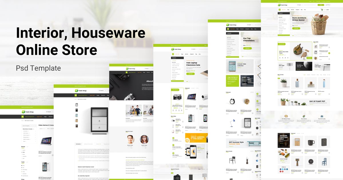家具＆家庭日用品网上商城设计PSD模板 Interior & Houseware Online Store Psd Template插图