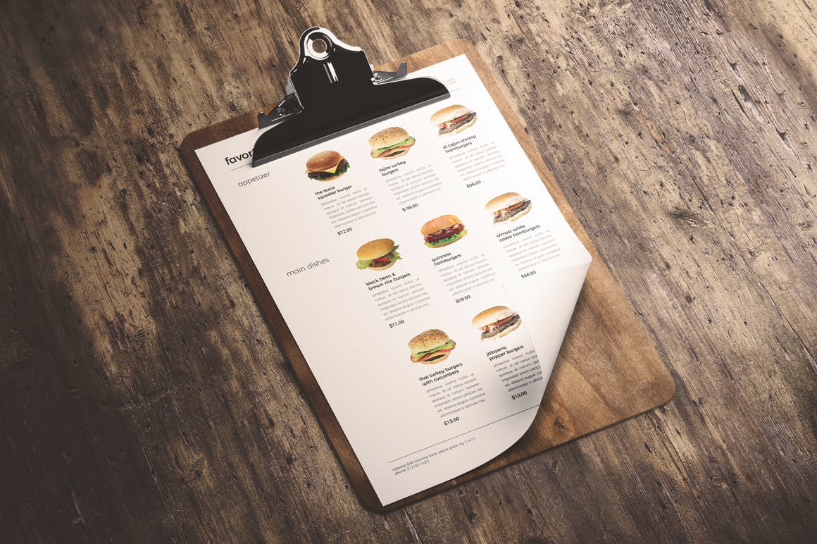 三合一汉堡店点餐大洋岛精选菜单模板 Burger Menu Set插图4