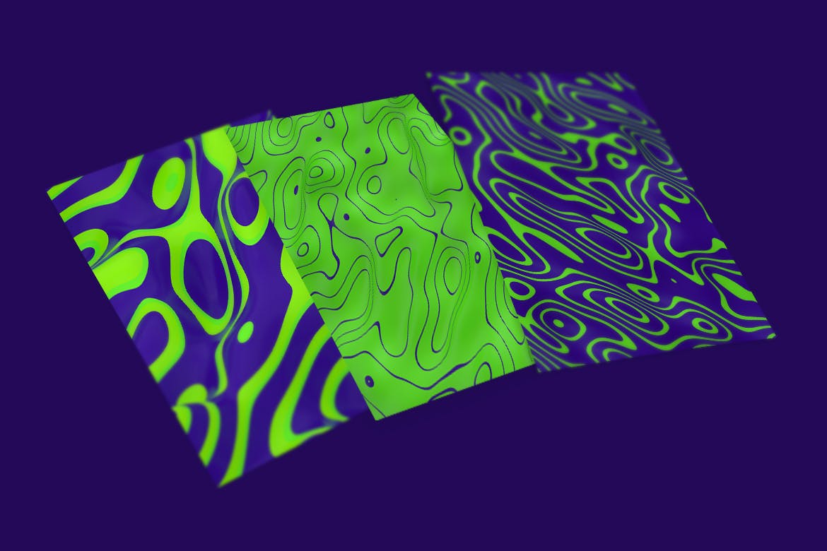 抽象蓝绿色3D波浪线背景图素材 Abstract  3D Wavy Lines Background -Green and Blue插图1