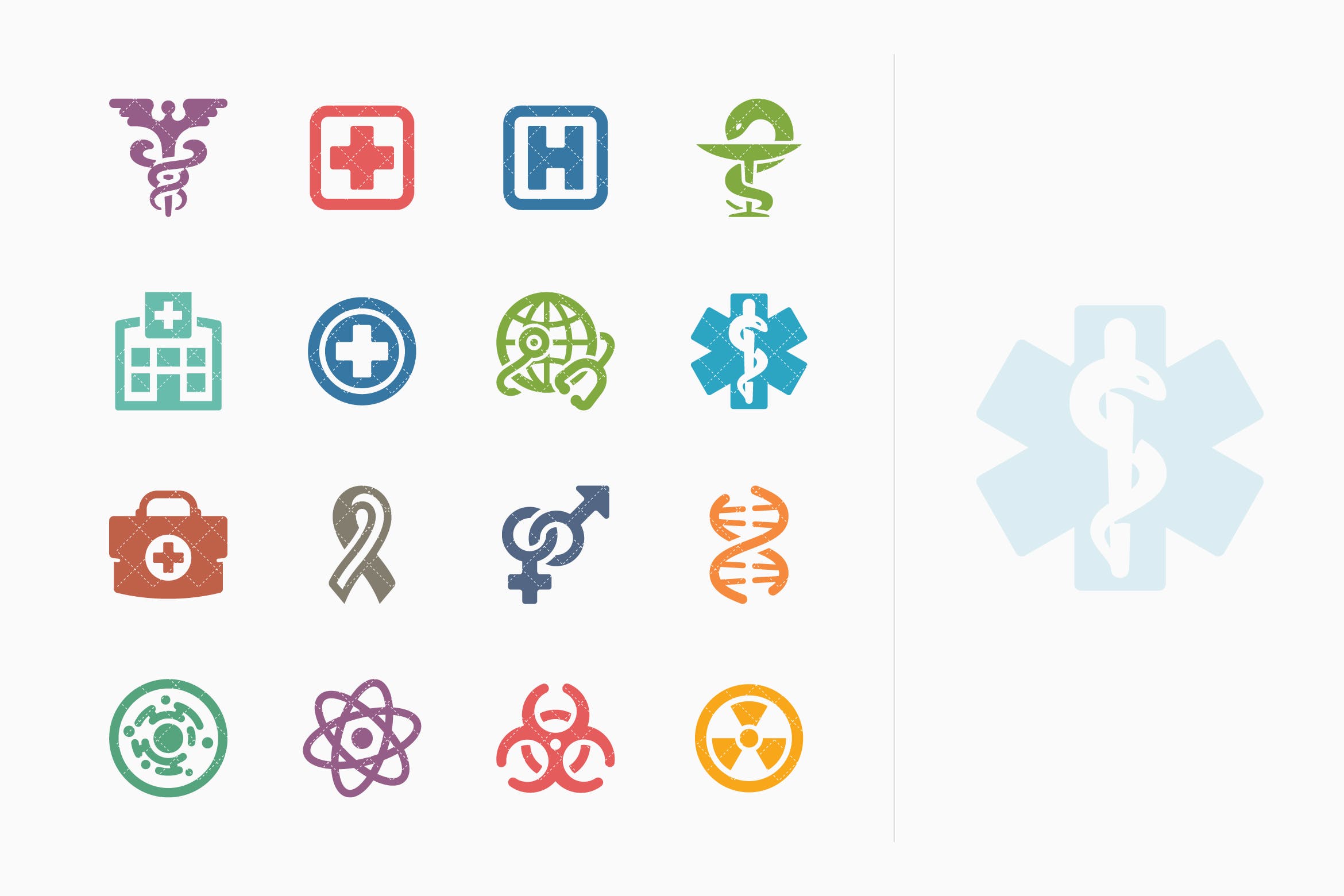 Colored系列-医疗保健主题矢量第一素材精选图标集v1 Medical & Health Care Icons Set 1 – Colored Series插图