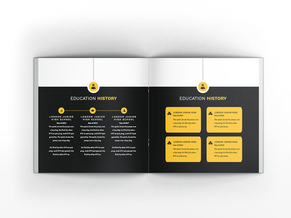 顶尖人才方形个人简历画册设计模板 Atery Resume CV Square Brochure Template插图(6)