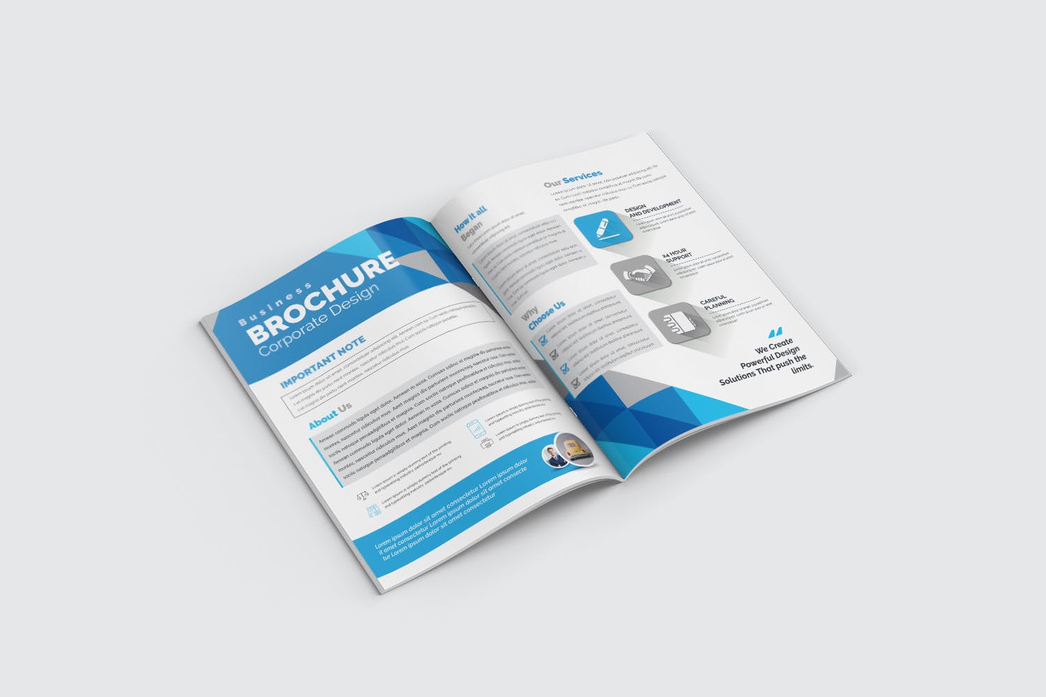 企业核心业务推广对折页宣传册设计模板 Bifold Brochure插图(1)