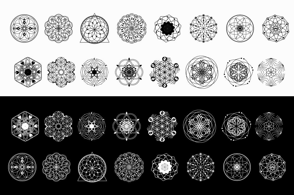 16个占星术曼陀罗神圣符号矢量几何图形素材 16 Sacred symbols插图4