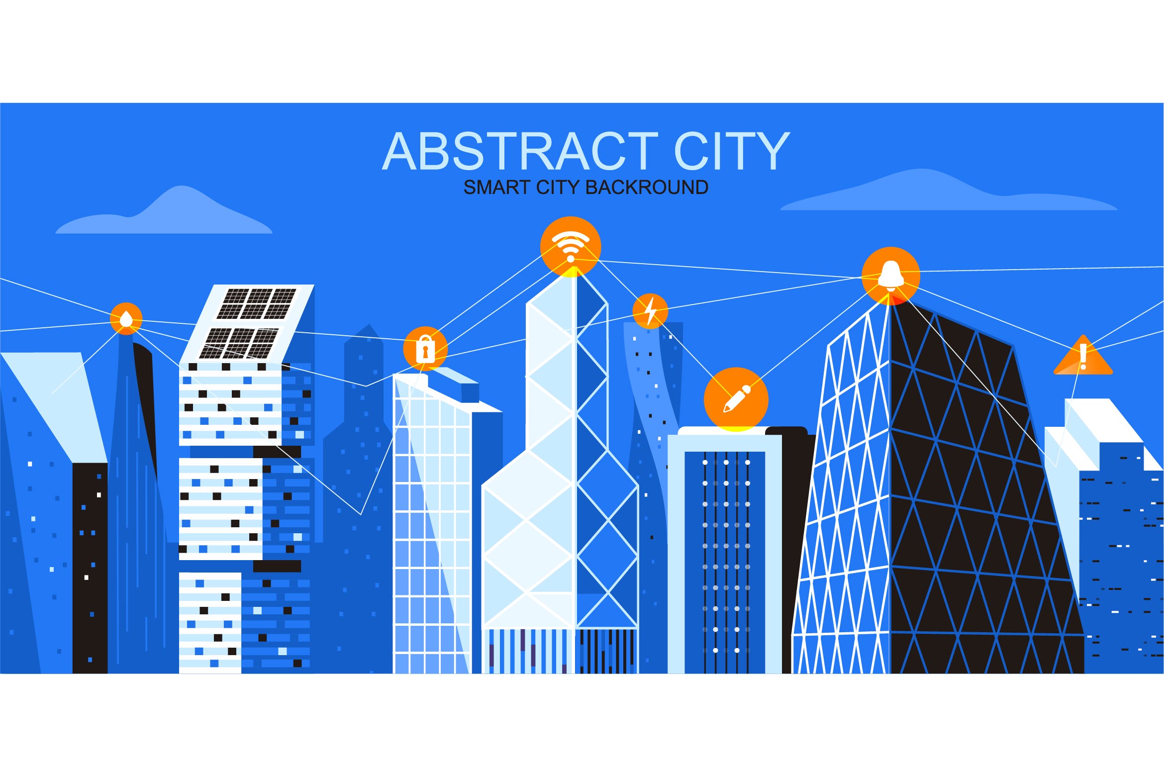 智能城市主题网站Header设计矢量插画 Smart City Vector Illustration Header Website插图